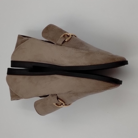 Vintage Havana mules slip on 7 faux suede gold accent loafer flats beige - Picture 7 of 9